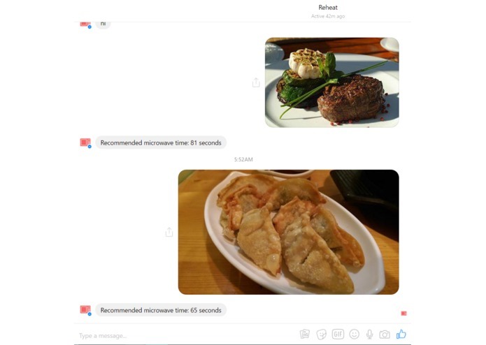 Easy Reheat message app